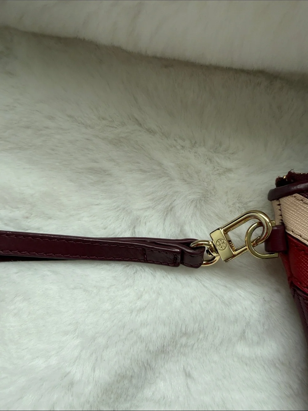 Bundle Tory Burch Red and Cream Zip Wristlet with Burgundy Card Case